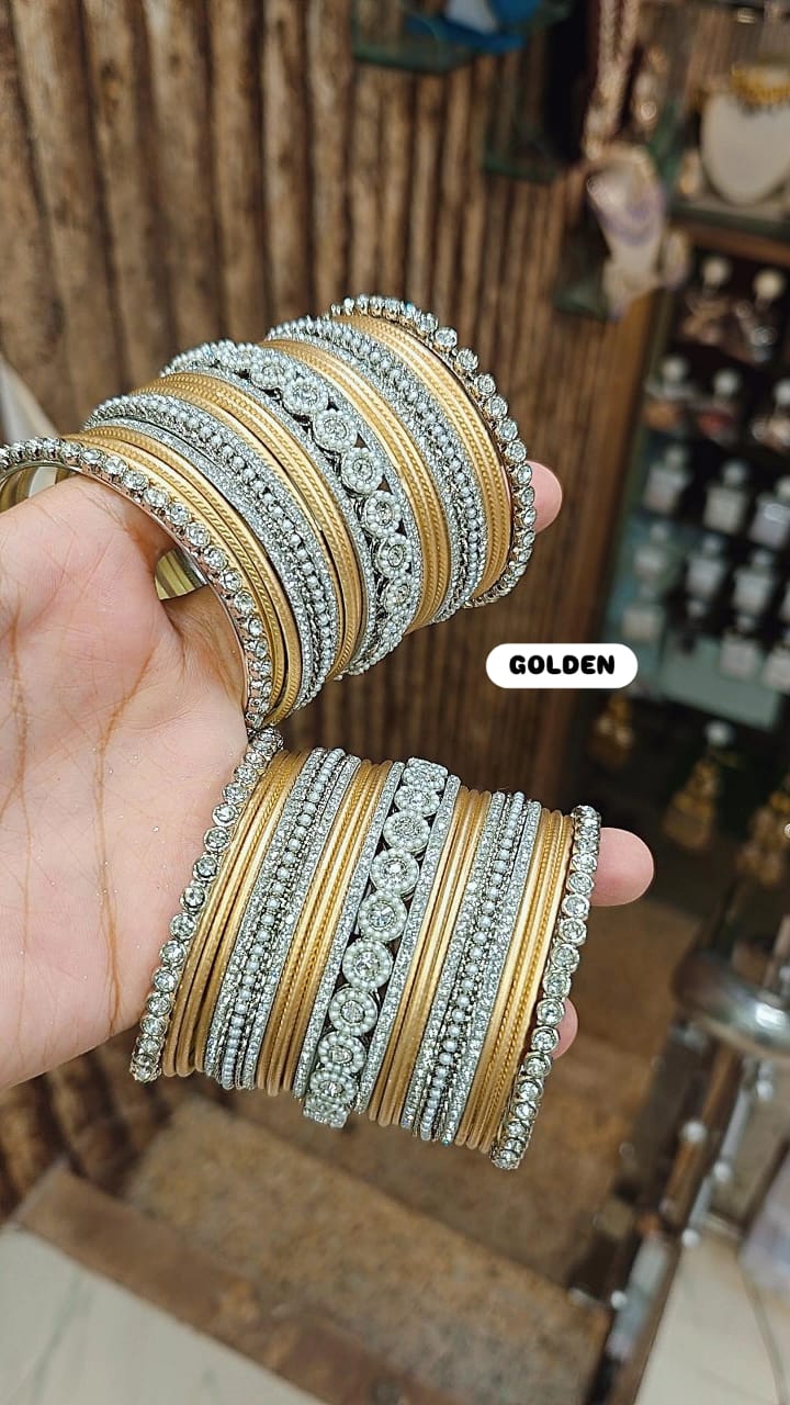 Elegant Moti Silver Stone Diamond Bangles – Timeless Grace for Every Occasion