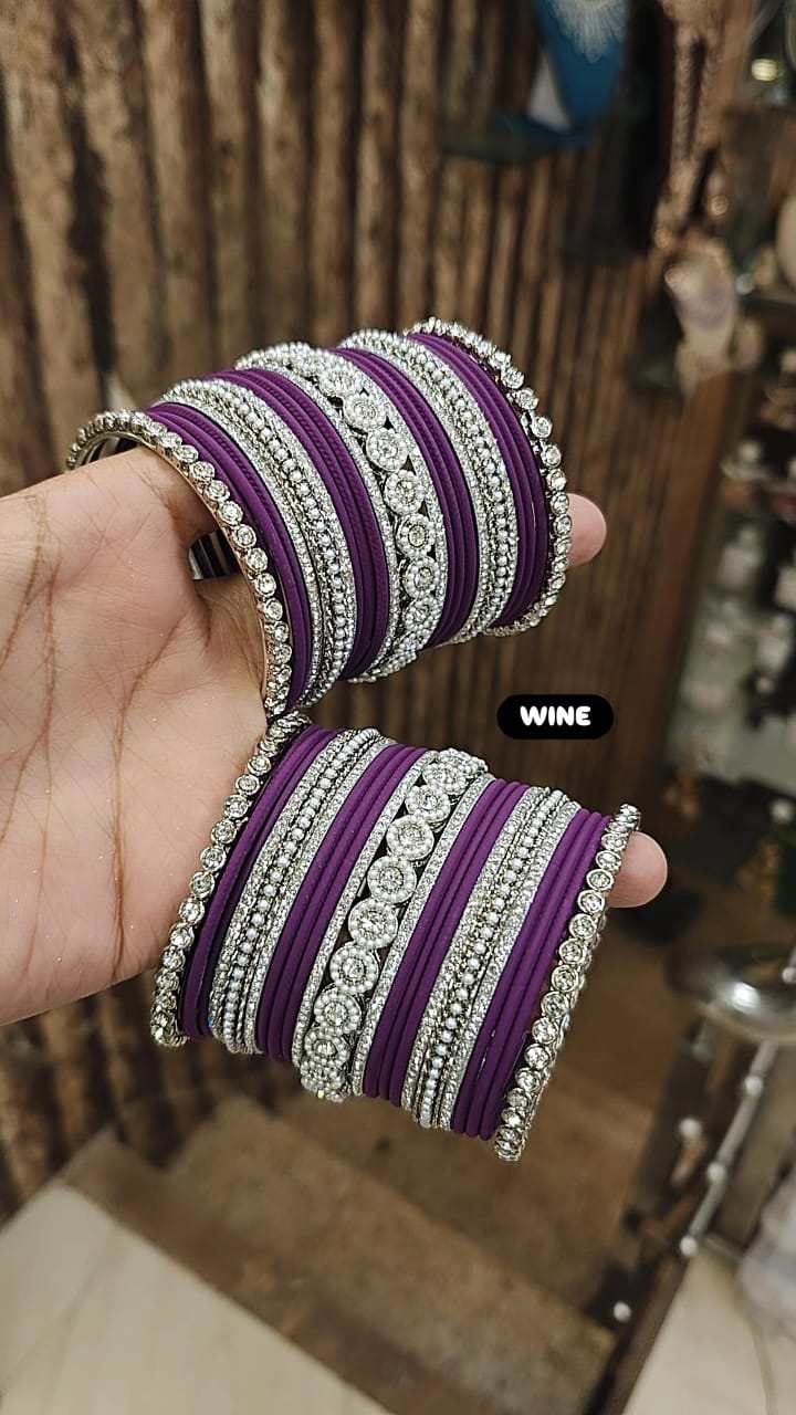 Elegant Moti Silver Stone Diamond Bangles – Timeless Grace for Every Occasion