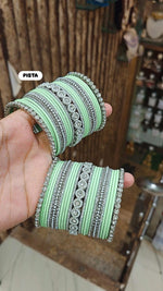 Elegant Moti Silver Stone Diamond Bangles – Timeless Grace for Every Occasion - Libasaa.com