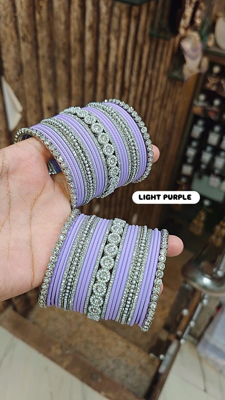 Elegant Moti Silver Stone Diamond Bangles – Timeless Grace for Every Occasion