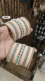 Elegant Moti Silver Stone Diamond Bangles – Timeless Grace for Every Occasion