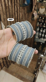 Elegant Moti Silver Stone Diamond Bangles – Timeless Grace for Every Occasion