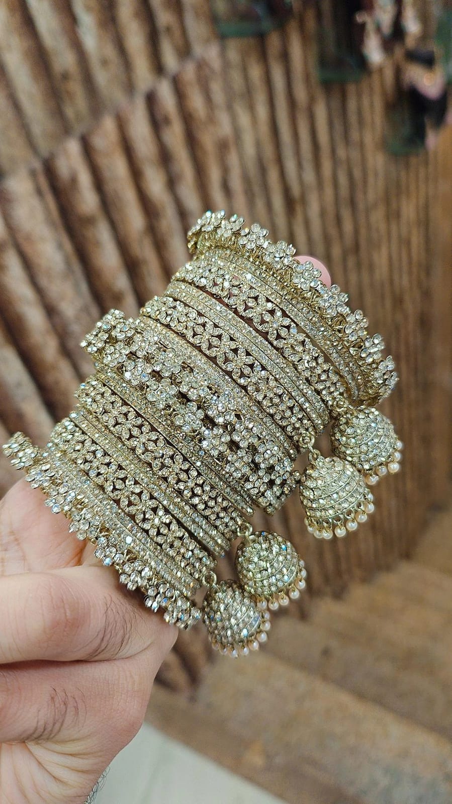 Shadow Stone Jhumki Bangles Set – Elegant Sparkle for Every Occasion ✨ - Libasaa.com