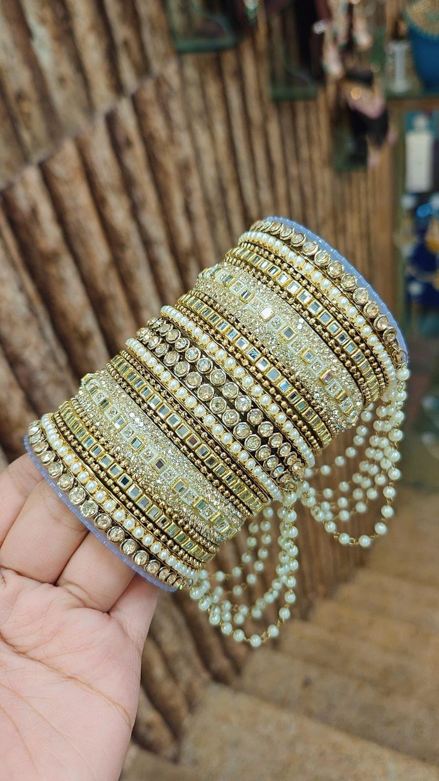 Indian Copper Kundan Jalar Moti Stone Bridal Bangle Set | Premium Indian Jewellery | Traditional Indian Bangles Set for Weddings