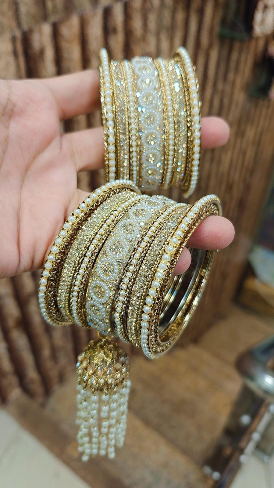 Wedding Touch Look Bridal Bangles Set | Indian Jewellery | Copper Gold Shadow Stone Touch Look Bridal Bangle Set | Premium Indian Bangles Set for Weddings & Festive Wear