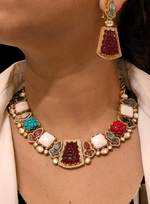 Rajsthani Handcrafted AD Choker Earrings Set, Rajsthani Choker Set, Rajwadi Necklace Earrings Set, Indian AD Choker Set, Rajsthani AD Jewellery Set, Rajsthani Handcrafted Jewelry Set