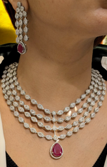 Actress Inspired CZ Layered Necklace Set, Indian AD Necklace, Bollywdood Actress AD Jewellery Set, Pakistani CZ Necklace, Pakistani AD Earrings Set
