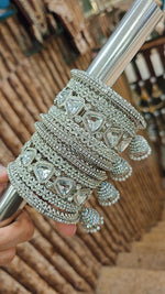 Indian Jhumki Silver Kundan Stone Jhumar Bangles Set | Bridal Bangle Set | Indian Bangles Set | Indian Jewellery