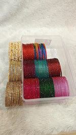 Full Combo Bangle Box | 8 Dozen Flower Bangles, Moti Lariya Kada, Kundan & Diamond Stone Glass Bangles | Indian Jewellery Bangle Combo Set