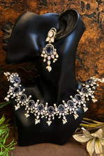 Antique Style Polki Necklace Earrings Indian Jewelry Set, Designer Polki Wedding Jewelry