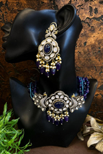 Indian Peacock Polki Meenakari Choker Jewelry Set, Meenakari Polki Choker Earrings Set, Polki Necklace Earrings Set, Polki Peacock Necklace Set