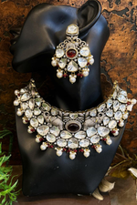 Kundan Doublet Beaded Polki Bridal Choker Set with AD work, Indian Polki Jewelry Set, Bollywood CZ Choker Set, Celeb Inspired Kundan Necklace Set