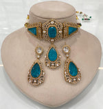 Sparkling Luxurious Polki Choker Drops Earrings Set, Polki Necklace Earrings, Indian Bridal Jewelry, Polki Statement Wedding Set, Polki Bridal Necklace Set, Polki Jewelry Set, Polki Choker Set, Polki Earrings Set