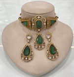 Sparkling Luxurious Polki Choker Drops Earrings Set, Polki Necklace Earrings, Indian Bridal Jewelry, Polki Statement Wedding Set, Polki Bridal Necklace Set, Polki Jewelry Set, Polki Choker Set, Polki Earrings Set