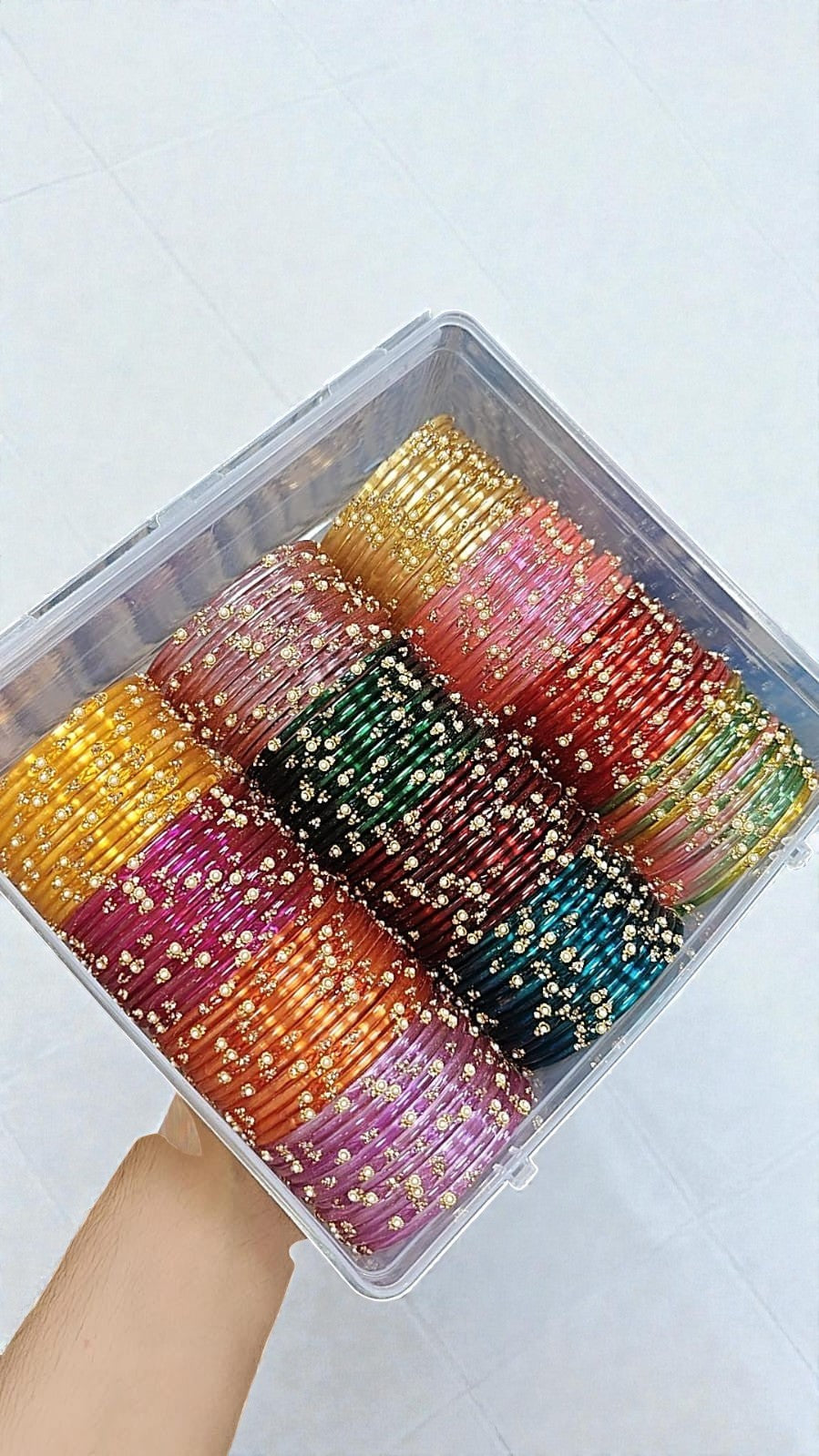 Plain Motifs Glass Bangles, Combo of Set 16 Colours Box | Indian Bangles Set & Jewelry