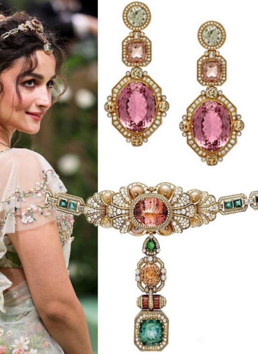 Alia Bhatt Inspired Polki Two Necklaces Earrings With Maangtika Set