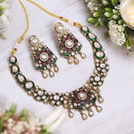 Antique Polki Necklace Earrings Indian Jewelry, Polki Necklace Set, Polki Earrings Set, Indian Polki Jewelry Set, Pakistani Polki Jewelry