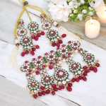 Indian Wedding Polki Necklace Earrings Maangtika Set, Wedding Polki Necklace Set, Indian Polki Jewelry, Polki Jewellery Set