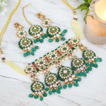 Indian Wedding Polki Necklace Earrings Maangtika Set, Wedding Polki Necklace Set, Indian Polki Jewelry, Polki Jewellery Set