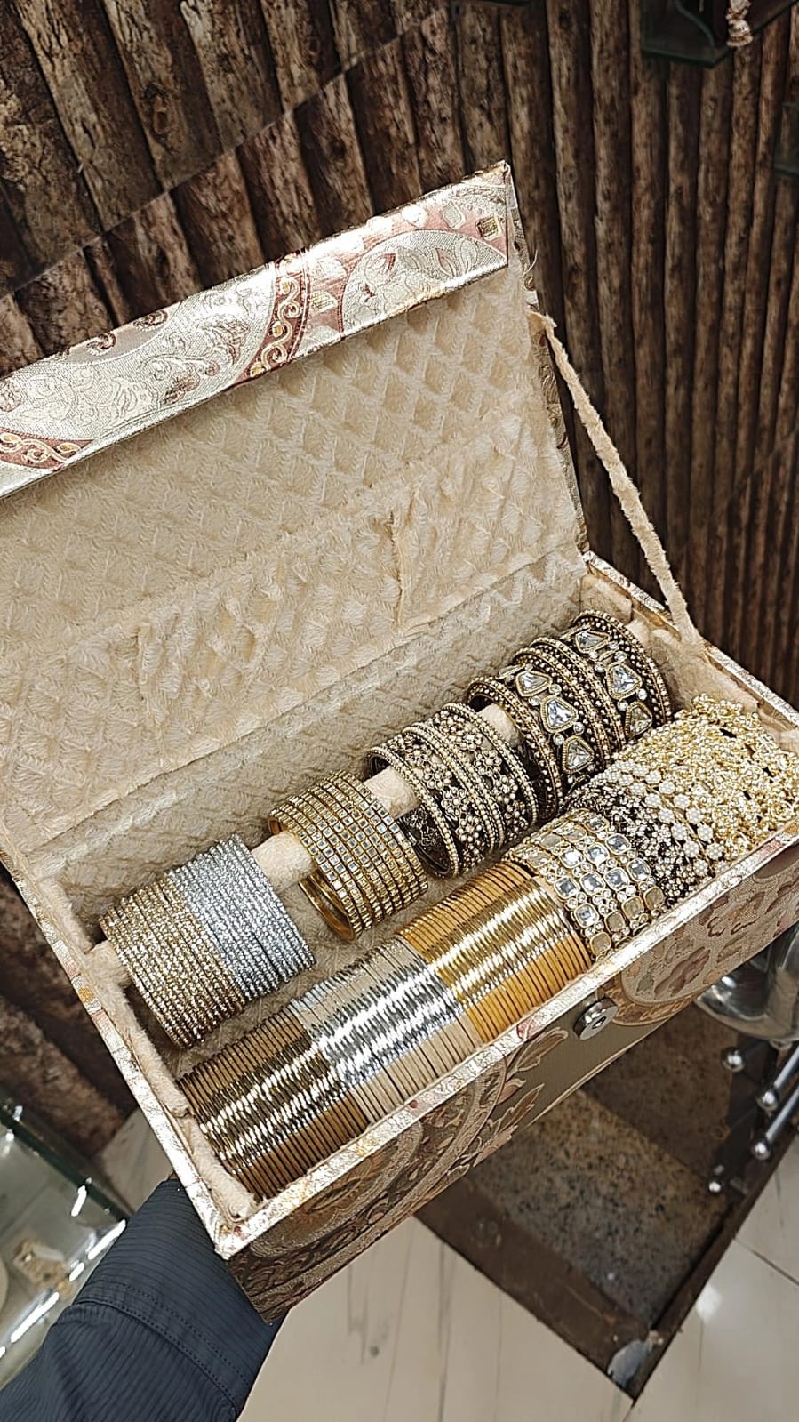 Golden Combo Box Bangles Set | Golden Side Stone Indian Bridal Jewellery | Wedding Bangle Collection