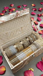 Golden Combo Box Bangles Set | Golden Side Stone Indian Bridal Jewellery | Wedding Bangle Collection