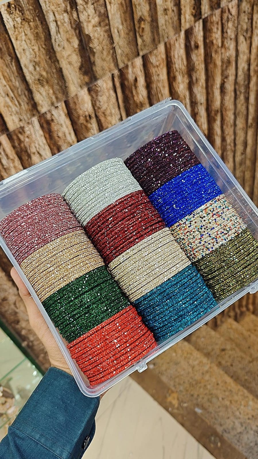 Glass Stones Bangles – 12 Colour Box | Premium Indian Bangle Bunch Set | Wholesale Jewellery Collection