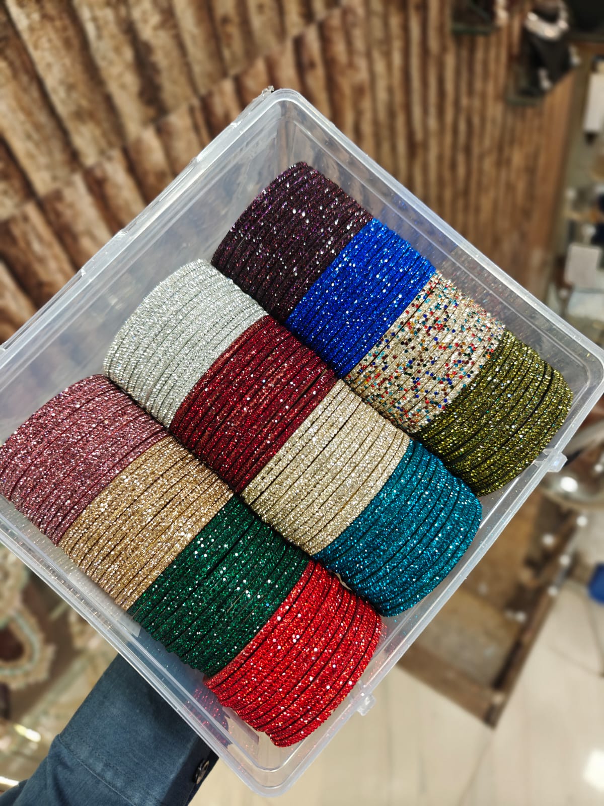Glass Stones Bangles – 12 Colour Box | Premium Indian Bangle Bunch Set | Wholesale Jewellery Collection