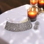 Polki Alia Bhatt Inspired Choker Earrings Set, Silver Polki Choker Set, Alia Bhatt Jewellery, Alia Bhatt Necklace Set, Silver Polki Choker Set, Bridal Silver Necklace, Alia Bhatt Jewelry