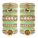 Designer Mirror & Velvet Bridal Bangle Set with Jhumki | Traditional Indian Wedding Chuda Set for Women