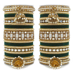 Designer Mirror & Velvet Bridal Bangle Set with Jhumki | Traditional Indian Wedding Chuda Set for Women