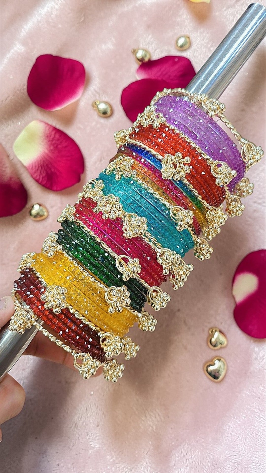 Indian New Kashmiri Ghunghroo Bangles with Flower Design | Bridal Bangle Set | Traditional Indian Jewellery Bangles Set