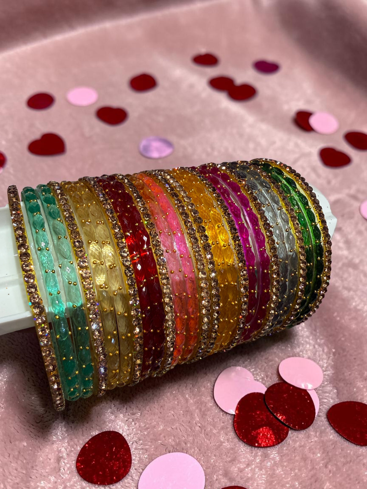 Indian New Glass Gold Stone Bangles with Raindrop Design | Bridal Bangle Set | Traditional Indian Jewellery Bangles Set