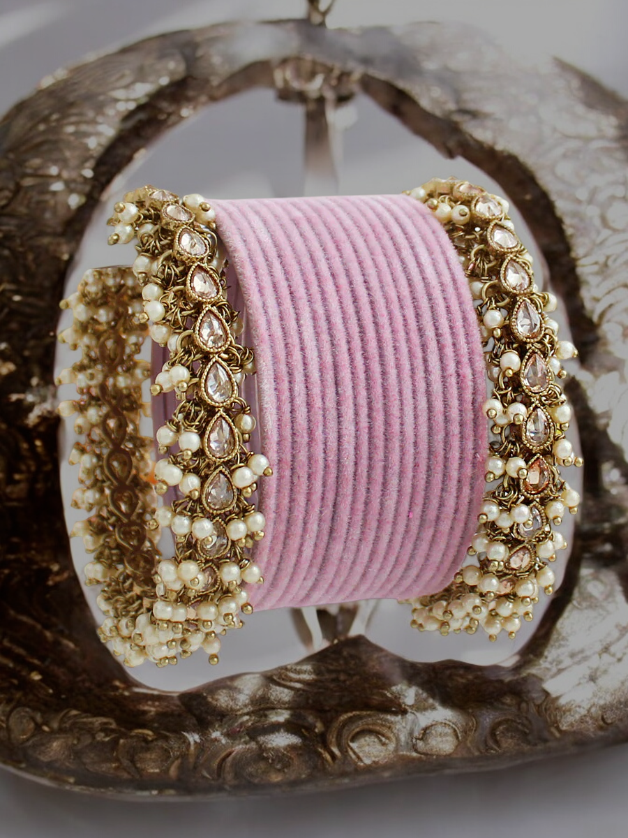Pakistani Bridal Pearl Bangles Kundan Jewellery Set, Pakistani Wedding Pearl Bangles, Chura set, Bangles Set, Indian Jewellery Set,