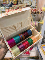 Glass Flower Bangles Combo Set (10 Dozen, 10 Colours Box) | Indian Bangles Set & Jewellery | Richnees Look