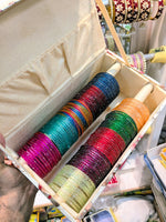 Glass Flower Bangles Combo Set (10 Dozen, 10 Colours Box) | Indian Bangles Set & Jewellery | Richnees Look