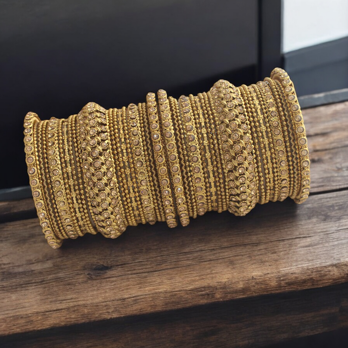 Golden Wedding Chooda Jewellery Set, Kundan Bangles Set