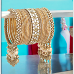 Golden Floral Pakistani Wedding Bangles Set, Golden Bangles set, Indian Jewellery set, Bollywood Design Bangles Set