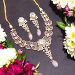 Floral Kundan AD Choker Set, Indian Wedding Jewelry, AD Stones Kundan Necklace Set, Indian Bridal Necklace Set