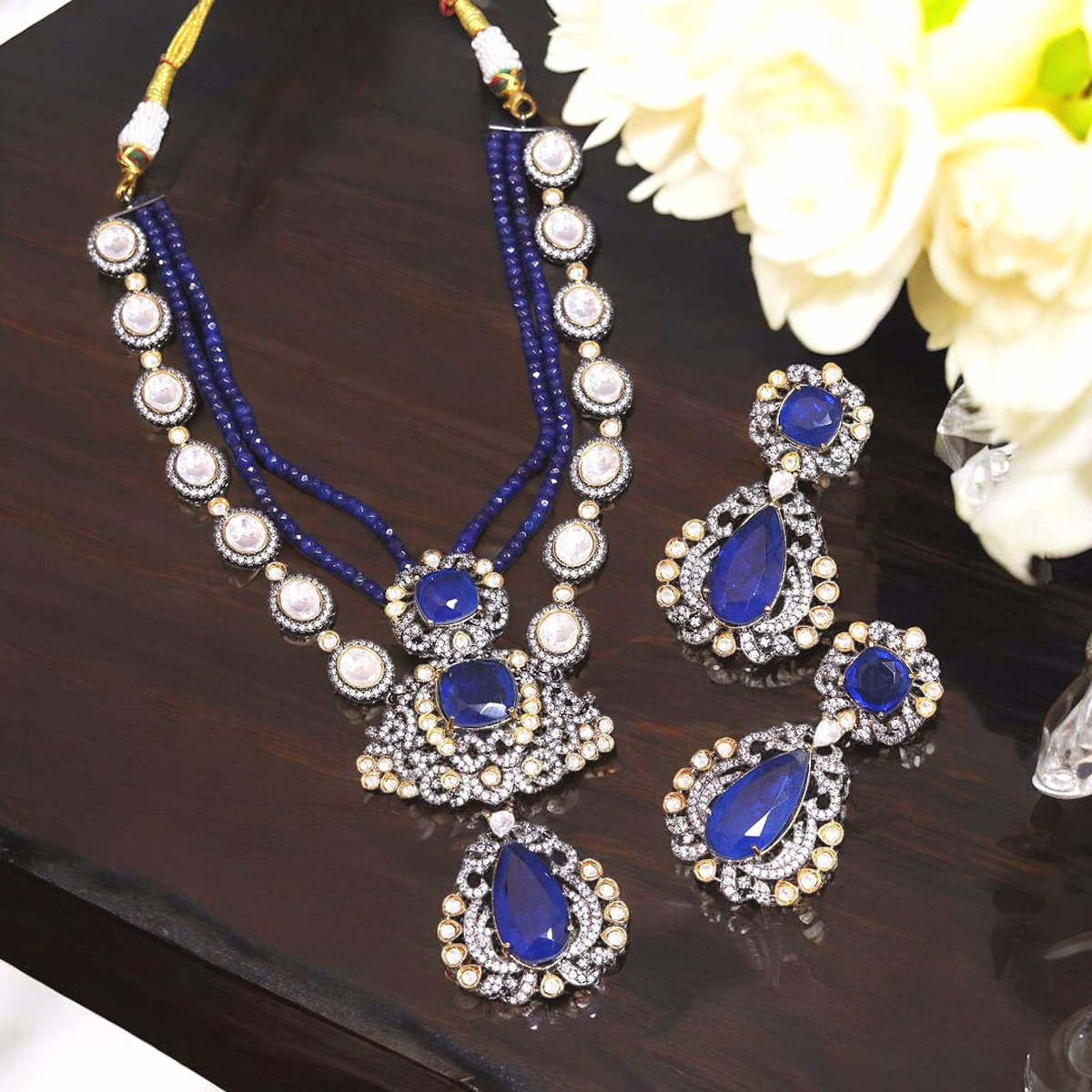 Handcrafted Kundan Layered Necklace Set, Indian Kundan Jewelry, Celebrity Inspired Set, Bollywood Jewelry, Indian Wedding Polki Necklace Set