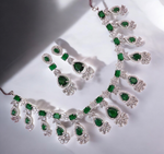 Celebrity CZ Choker Earrings Indian Jewellery Set, Celebrity AD Jewelry Set, CZ Jewellery, Traditional AD Necklace, Wedding Choker Set