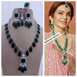 Nita Ambani Inspired Necklace Earrings Maangtika Set