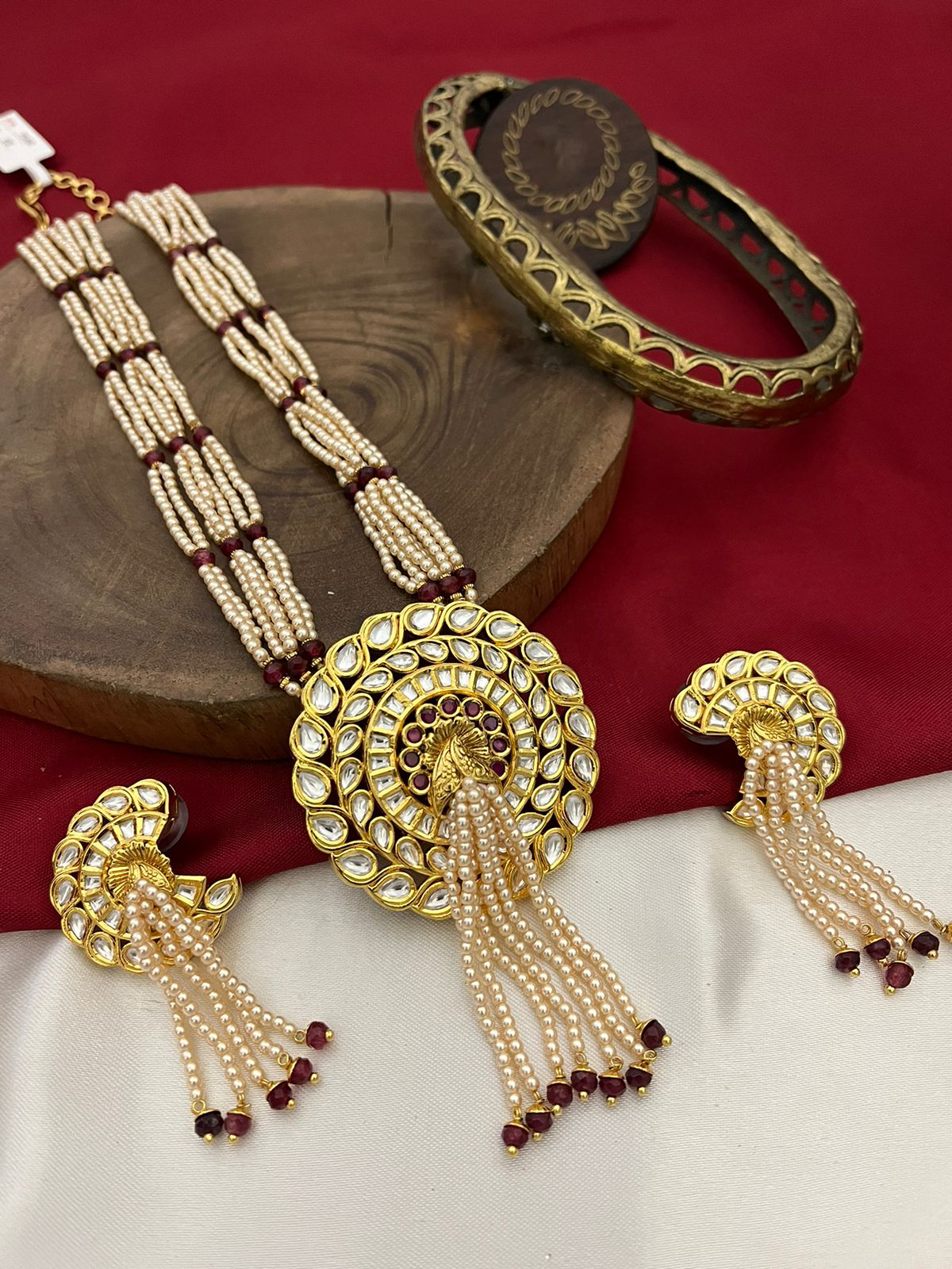 Antique Style Ethnic Luxe Necklace Earrings Jewellery Set, Luxe Earrings Set, Indian Jewellery, Pakistani Necklace Set