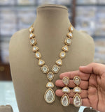 Teardrop Polki Statement Necklace Earrings Set, Teardrop Polki Jewellery, Teardrop Necklace Set, Polki Celebrities Jewellery