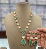 Teardrop Polki Statement Necklace Earrings Set, Teardrop Polki Jewellery, Teardrop Necklace Set, Polki Celebrities Jewellery