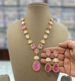 Teardrop Polki Statement Necklace Earrings Set, Teardrop Polki Jewellery, Teardrop Necklace Set, Polki Celebrities Jewellery