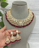 Red Indian Wedding Choker Earrings Maangtika Set, Red Indian Jewellery Set, Pakistani Choker Set, Celebrity Choker Jewelry Set