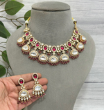 Celebrity Inspired Bridal Polki Choker Earrings Set, Polki Earrings Set, Polki Choker Set, Bollywood Polki Choker Set, Pakistani Polki Choker Set