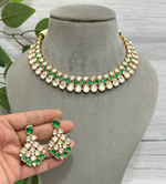 Silver Green Wedding Choker Jewellery Set, Silver Green Jewellery Set, Bollywood Jewelry, Indian Jewelry Set, Wedding Choker Set
