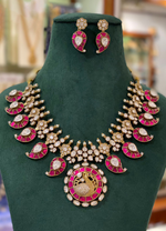 Indian Peacock Inspired Necklace Earrings Set, Peacock Bridal Jewelry Set, Pakistani Bird Jewelry, Bollywood Necklace Set