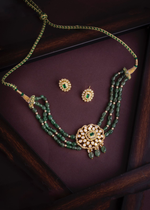 Green Rajsthani Inspired Necklace Jewelry Set, Indian Necklace Set, Jaipuri Necklace Jewelry, Bollywood Necklace Set, Pakistani Necklace Set
